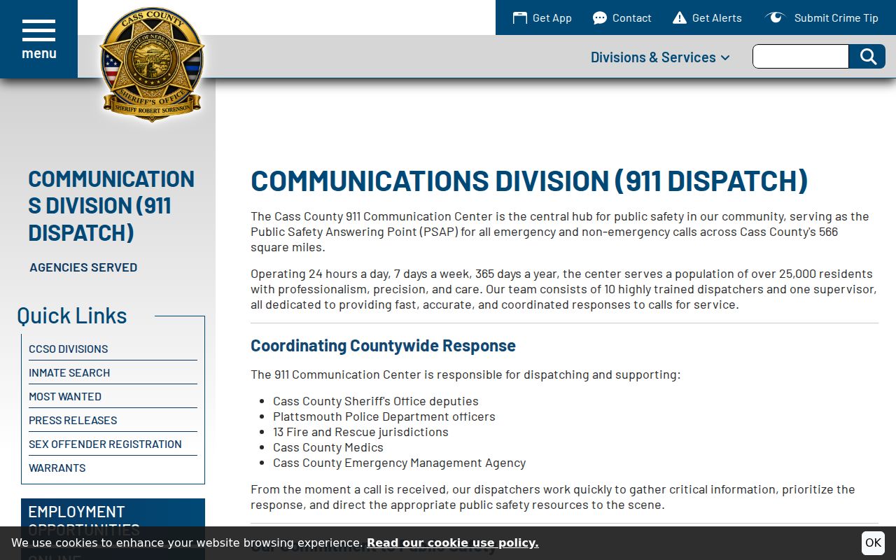 Cass County Sheriff communications contact channel for warrant questions