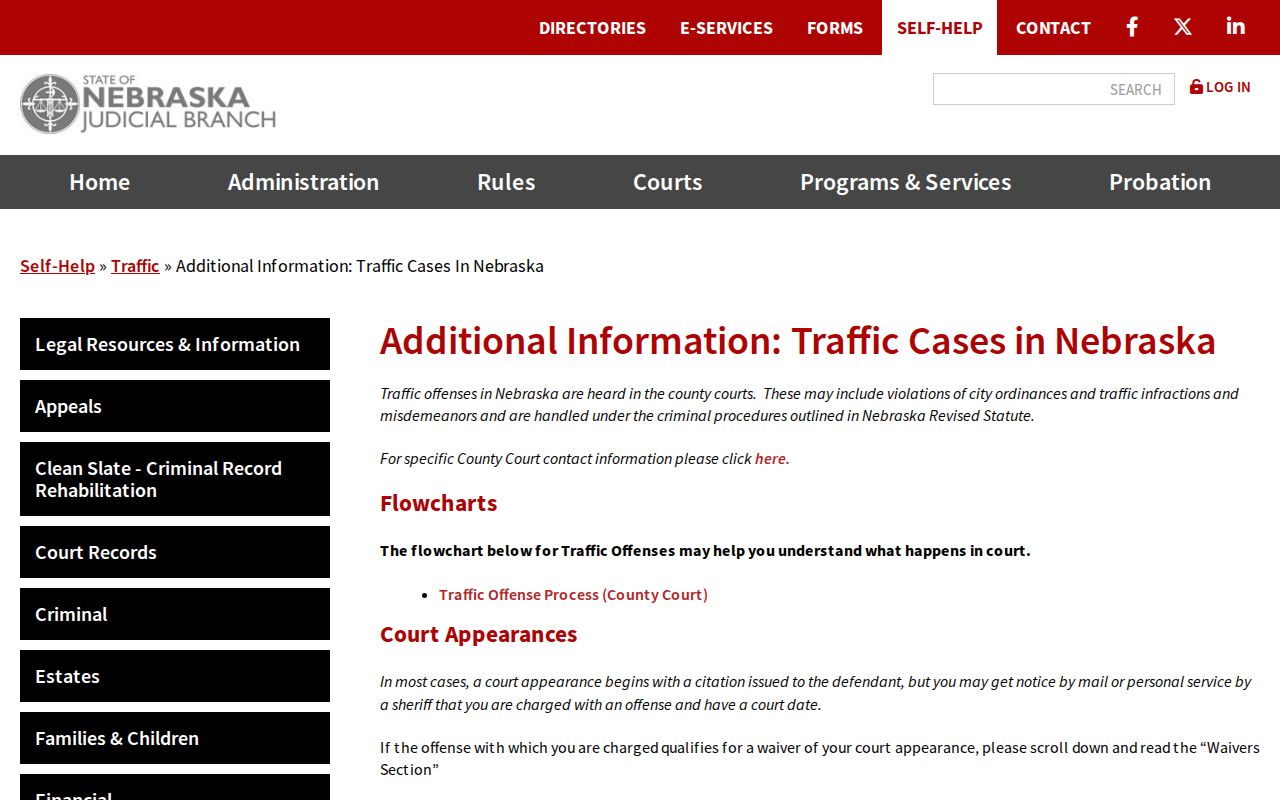 Nebraska traffic case guidance without a user-entered Cass County citation