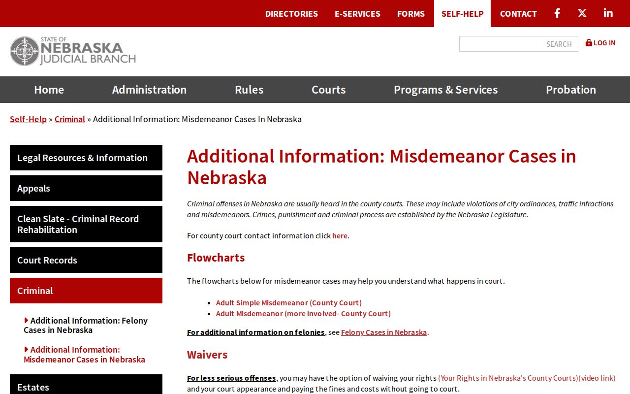 Nebraska misdemeanor court resolution guidance for Cass County bench warrants