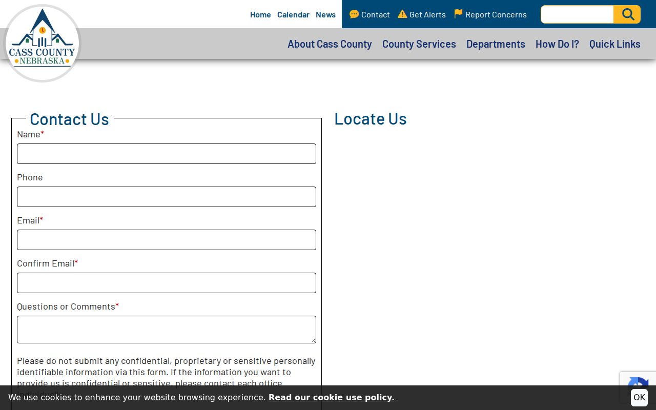 Cass County records contact form warning for bench warrant record requests
