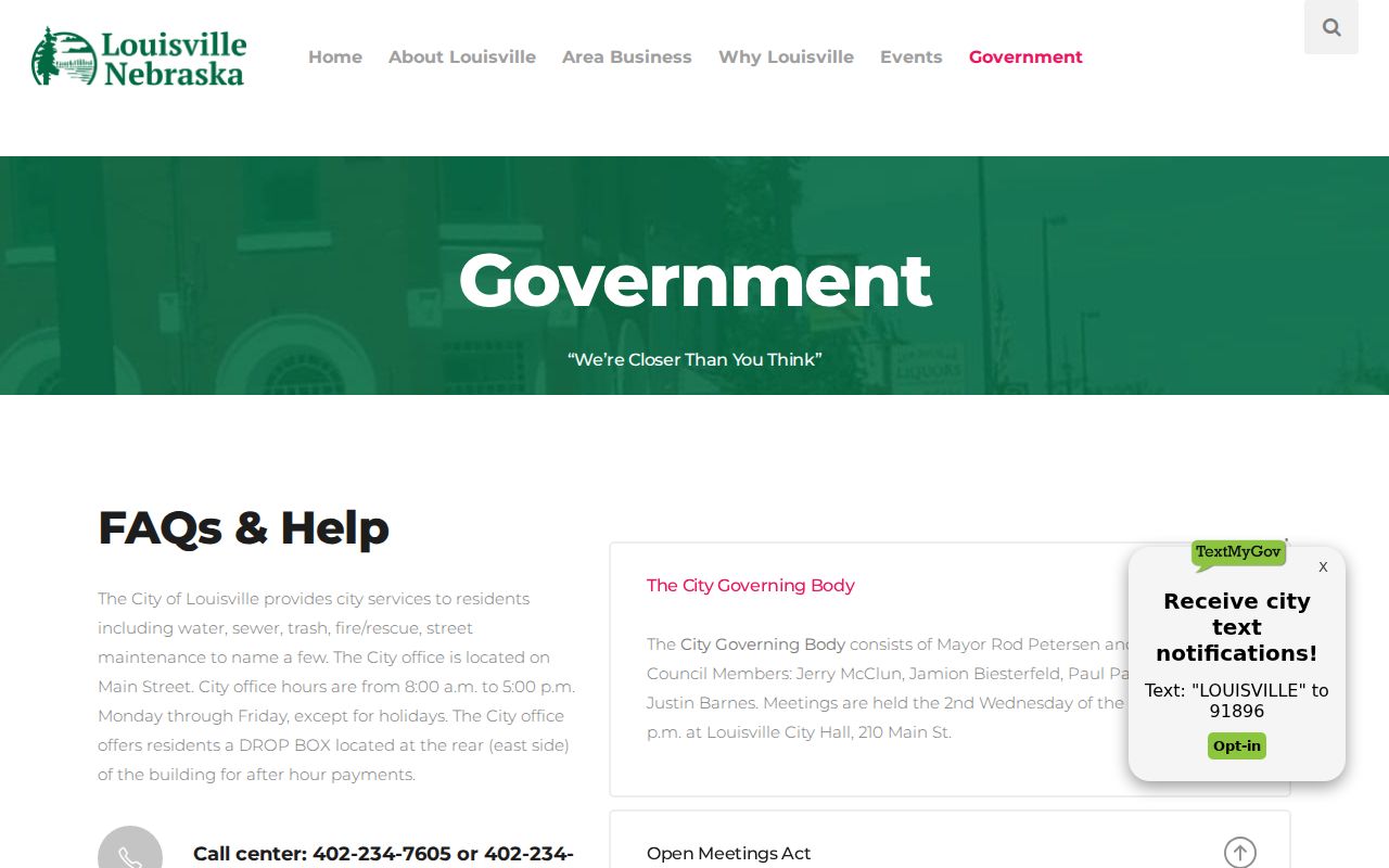 Louisville city government and Cass County Sheriff contract routing